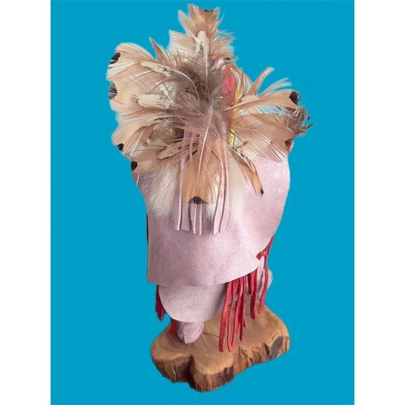 Kachina Doll Feathers Cheif E.G. Signed One Foot Up No Face Native Tribe - Picture 4 of 6